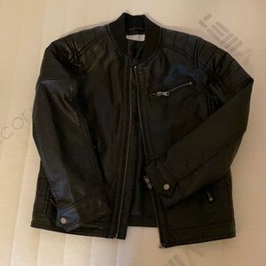 Boys H and M faux leather jacket black